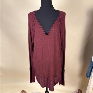 We The Free Burgundy Knit Top